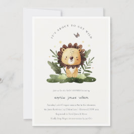 Invitación Cute Wild Tropical Jungle Animal Lion Baby Shower