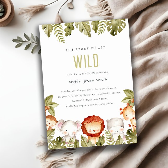 Invitación Cute Wild Tropical Safari Animals Baby Shower (Subido por el creador)