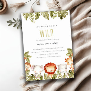 Invitación Cute Wild Tropical Safari Animals Baby Shower