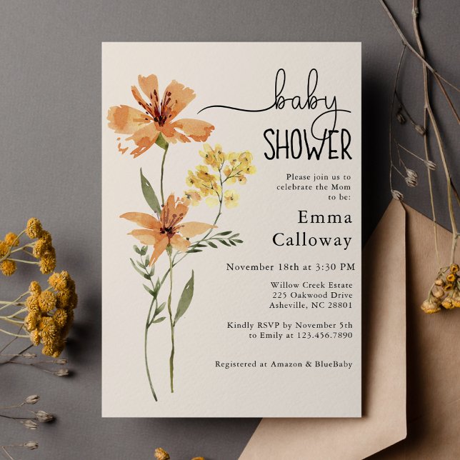 Invitación Cute Wildflower Baby Shower (Subido por el creador)