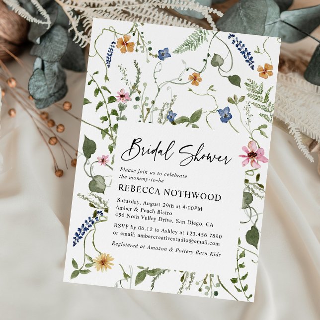 Invitación Cute Wildflowers Boho Chic Bridal Shower (Subido por el creador)