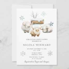 Invitación Cute Winter Arctic Cow Baby Shower