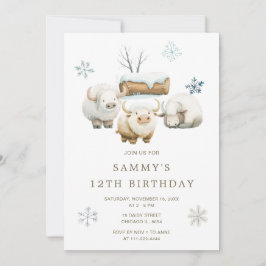 Invitación Cute Winter Arctic Cow Birday