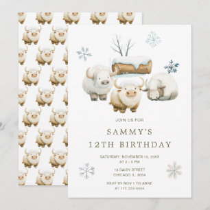 Invitación Cute Winter Arctic Cow Birday