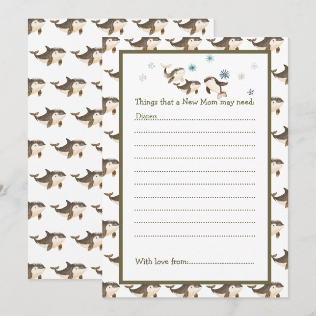 Invitación Cute Winter Arctic Whale Baby Shower (Anverso / Reverso)