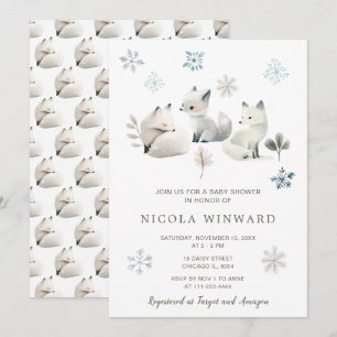 Invitación Cute Winter Arctic Wolf Baby Shower