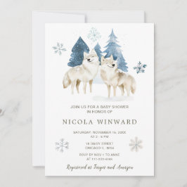 Invitación Cute Winter Arctic Wolf Baby Shower