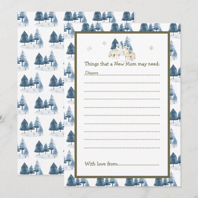 Invitación Cute Winter Arctic Wolf Baby Shower (Anverso / Reverso)