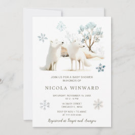 Invitación Cute Winter Arctic Wolf Baby Shower