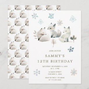 Invitación Cute Winter Arctic Wolf Birthday Party