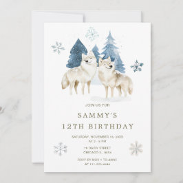 Invitación Cute Winter Arctic Wolf Birthday Party