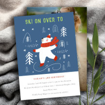 Cute Winter Forest Bear Ski Foto Niños Cumpleaños