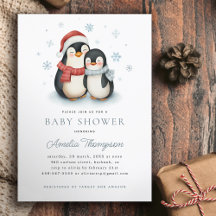 Cute Winter Penguin Family Navidades Baby Shower