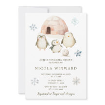 Cute Winter Penguins Baby Shower