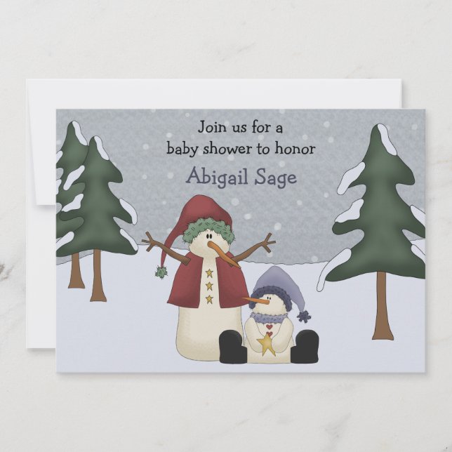 Invitación Cute Winter Snowman Boys Baby Shower (Anverso)