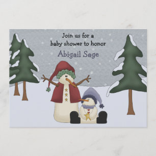 Invitación Cute Winter Snowman Boys Baby Shower