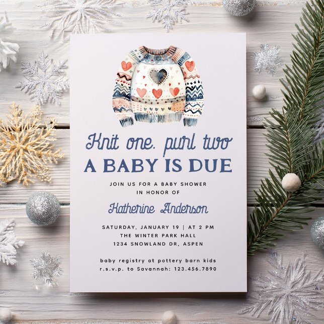 Invitación Cute Winter Sweater Nordic Watercolor Baby Shower (Subido por el creador)