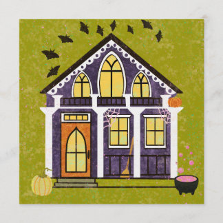 Invitación Cute Witchy Haunted Halloween Cottage 
