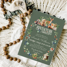 Cute Woodland Animal Adventure Neutral Baby Shower