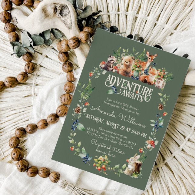 Invitación Cute Woodland Animal Adventure Neutral Baby Shower (Subido por el creador)