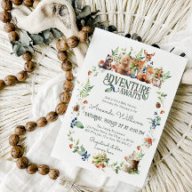 Cute Woodland Animal Adventure Neutral Baby Shower