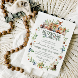 Invitación Cute Woodland Animal Adventure Neutral Baby Shower
