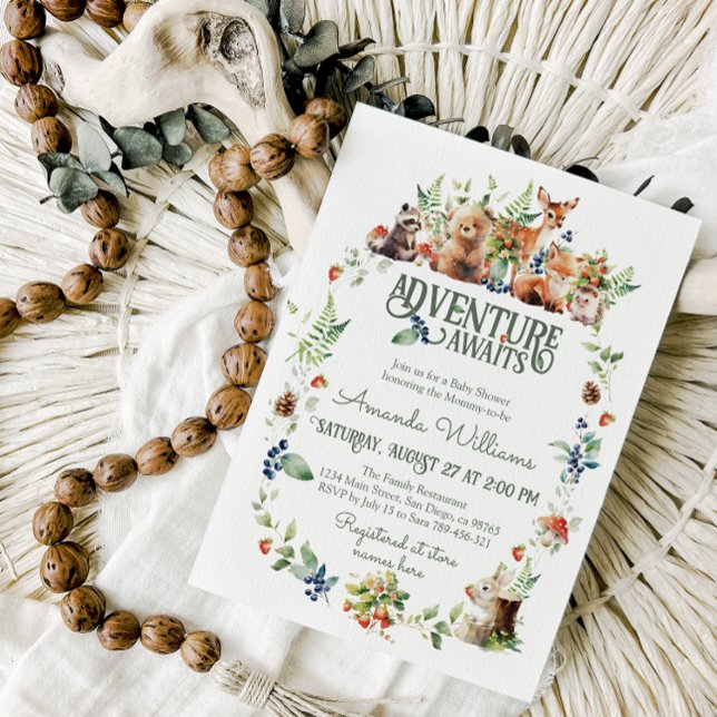 Invitación Cute Woodland Animal Adventure Neutral Baby Shower (Subido por el creador)