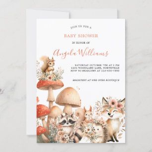 Invitación Cute Woodland Animal Baby Shower