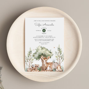 Invitación Cute Woodland Animal Baby Shower