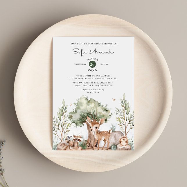 Invitación Cute Woodland Animal Baby Shower (Subido por el creador)