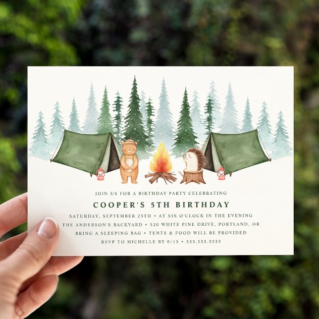 Invitación Cute Woodland Animales Camping Fiesta de Cumpleaño (Subido por el creador)