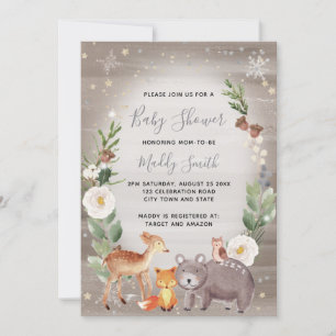 Invitación Cute Woodland Animales Winter Baby Shower Neutral