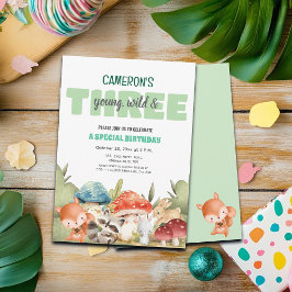 Invitación Cute Woodland Animals 3rd Birthday Party