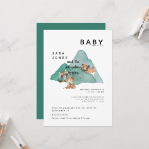 Invitación Cute Woodland Animals Adventure Baby Shower
