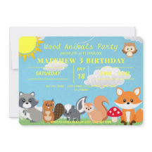 Cute Woodland Animals Amarillo Sol Nubes blancas