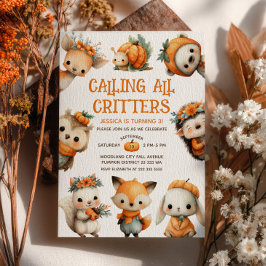 Invitación Cute Woodland Animals Autumn Fall Kids' Birthday