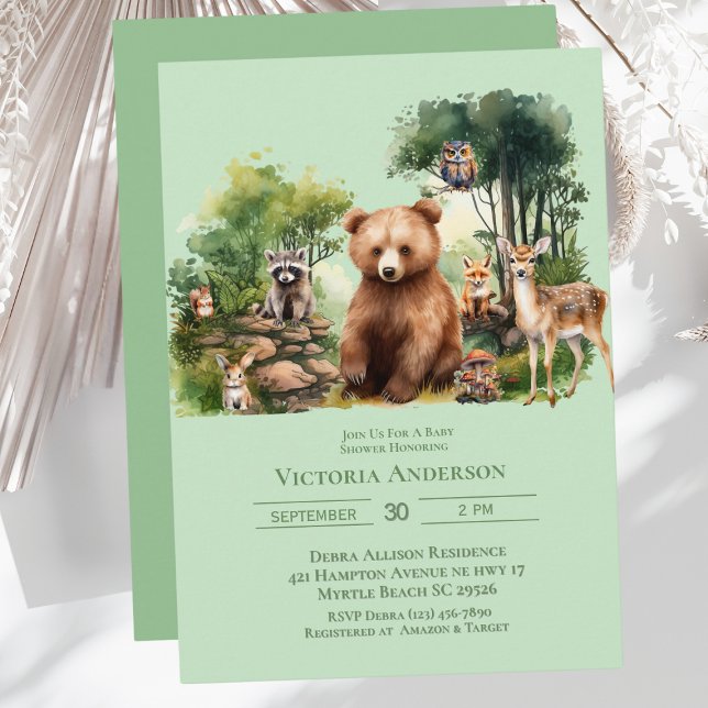Invitación Cute Woodland Animals Baby Shower (Subido por el creador)