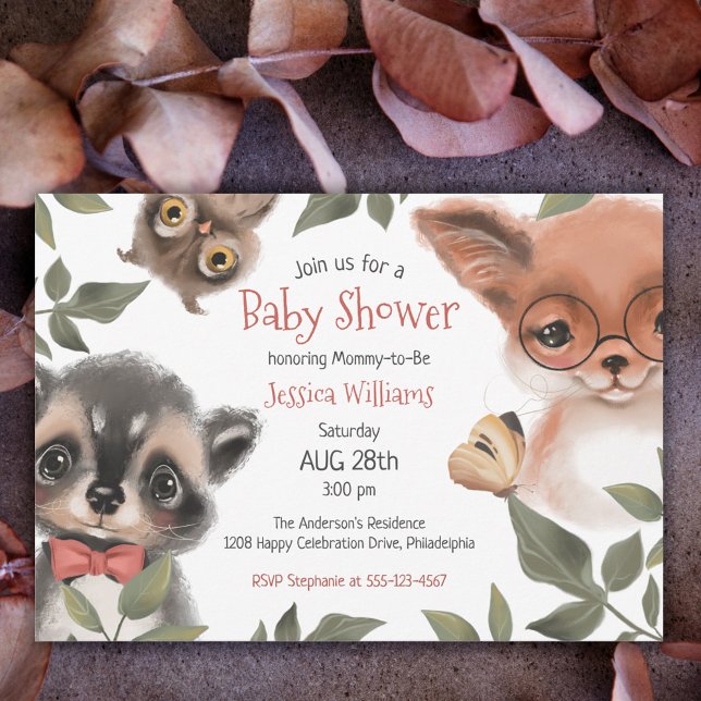 Invitación Cute Woodland Animals Baby Shower (Subido por el creador)