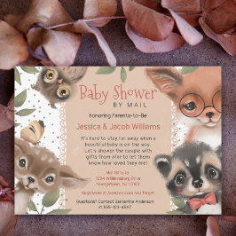 Invitación Cute Woodland Animals Baby Shower By Mail