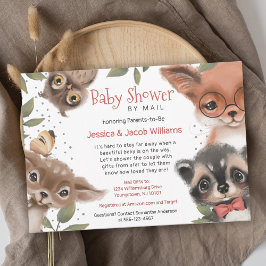 Invitación Cute Woodland Animals Baby Shower By Mail