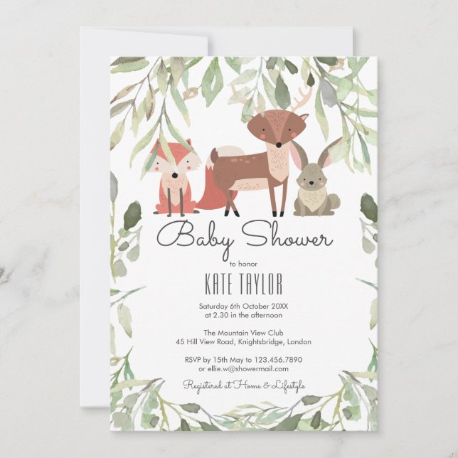 Invitación Cute Woodland Animals Baby Shower Sprinkle (Anverso)