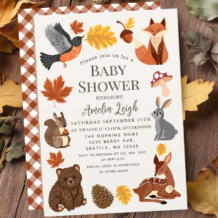 Invitación Cute Woodland Animals Cae En El Otoño De Baby Show