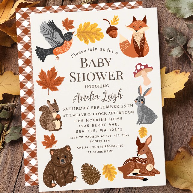 Invitación Cute Woodland Animals Cae En El Otoño De Baby Show (Subido por el creador)