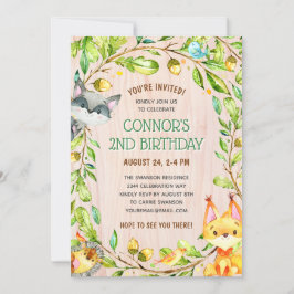 Invitación Cute Woodland Animals Fiesta de cumpleaños