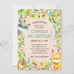 Invitación Cute Woodland Animals Fiesta de cumpleaños