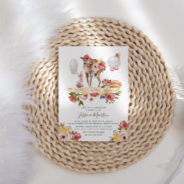 Invitación Cute Woodland Animals Floral Virtual Baby Shower