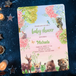 Invitación Cute Woodland Animals Jungle Safari Baby Shower