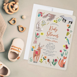 Invitación Cute Woodland Animals Neutral Baby Shower