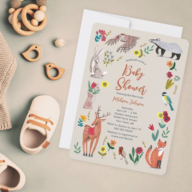 Invitación Cute Woodland Animals Neutral Baby Shower (Subido por el creador)