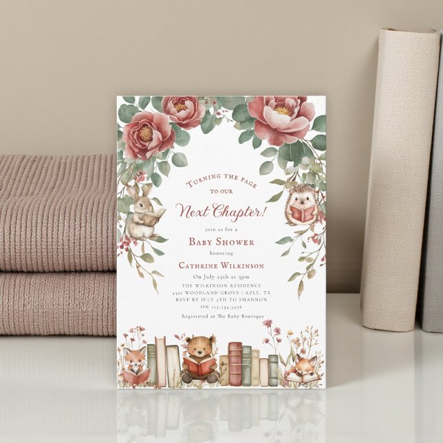 Invitación Cute woodland Animals Next Chapter Baby Shower  (Subido por el creador)